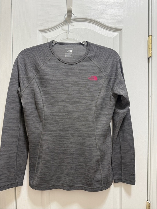 The North Face Tops - The North Face Women's Heather Gray Long Sleeve Crew with Pink Logo